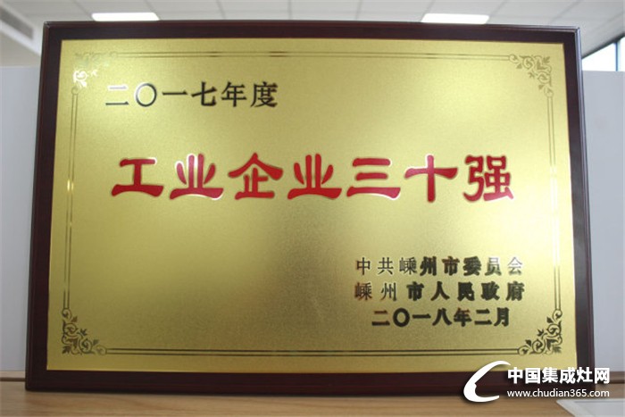 森歌集成灶榮獲嵊州市“工業(yè)企業(yè)三十強”及“街道工業(yè)企業(yè)十強”等榮譽稱號